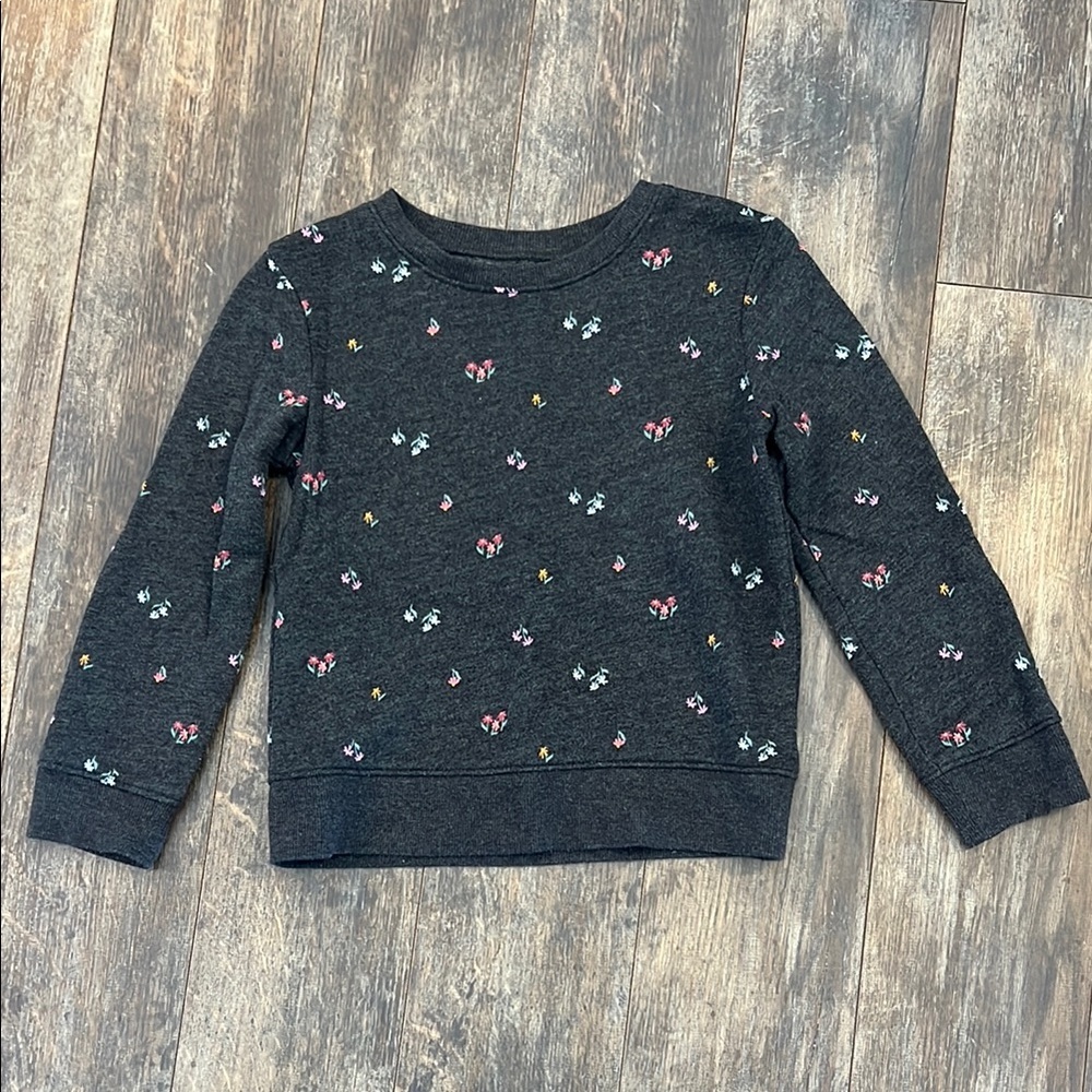 Jumping Beans Charcoal Gray Sweatshirt with Floral Print and Crew Neck